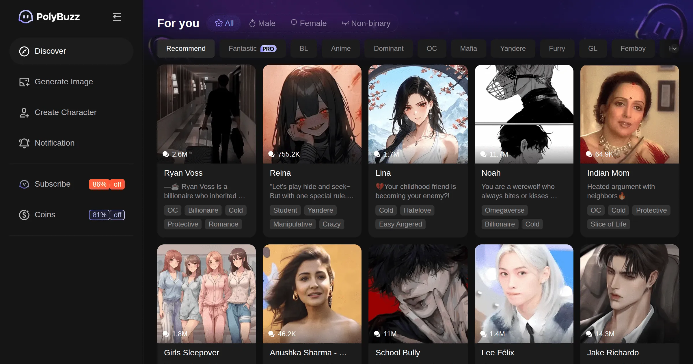 PolyBuzz app interface