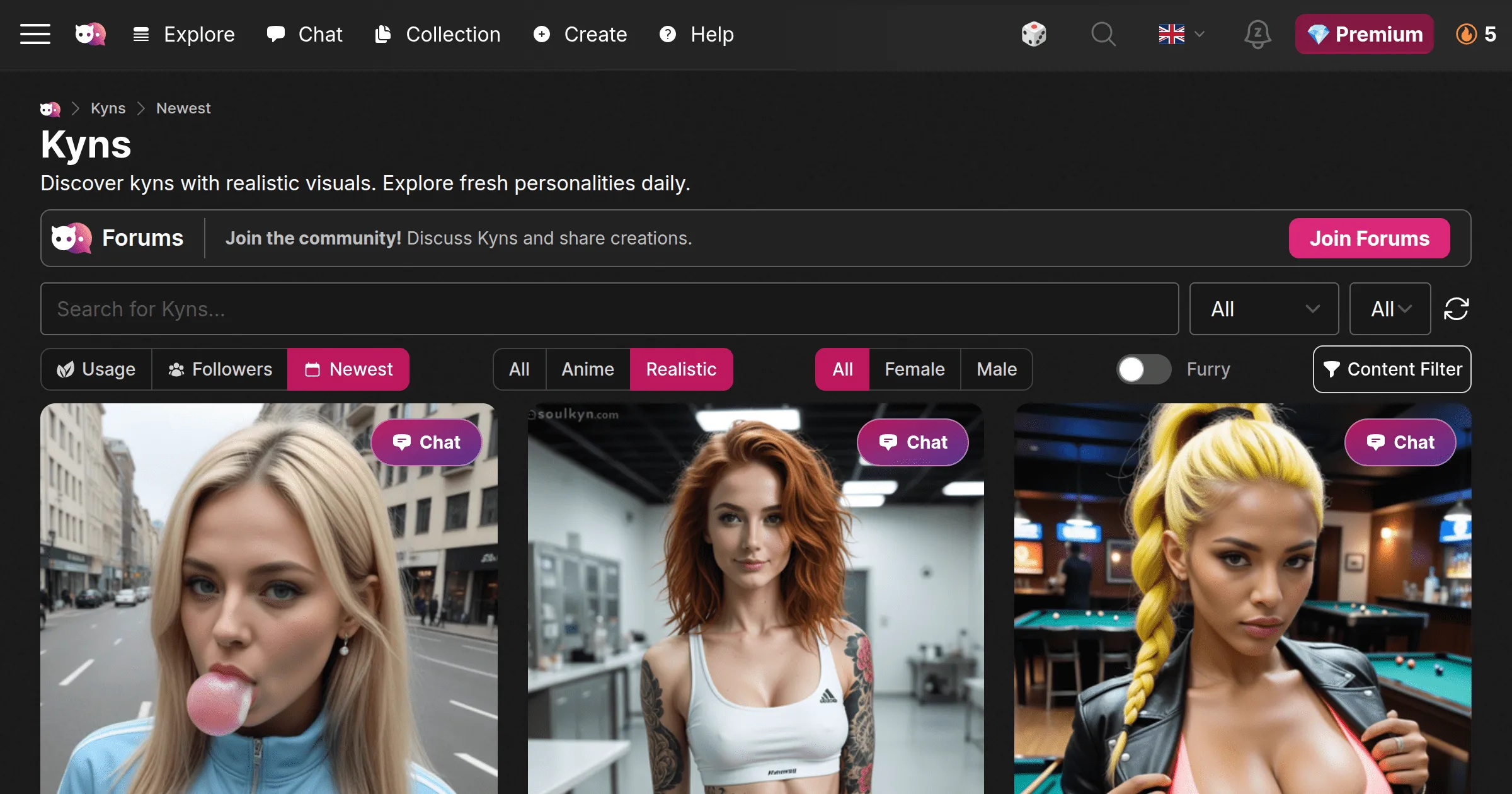 Soulkyn app interface